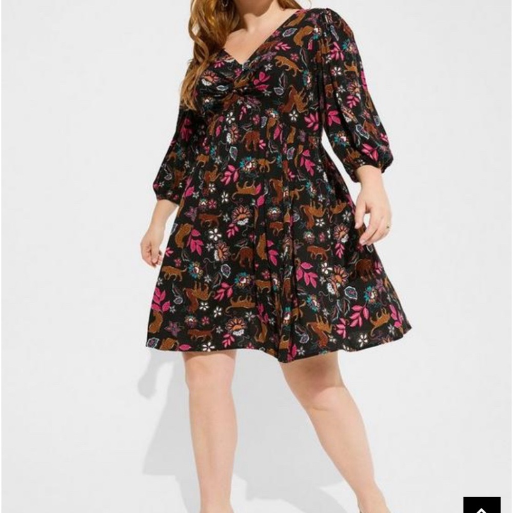 Torrid leopard black dress size 0 12 nwt plus